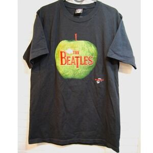 Vintage‎ Beatles T-Shirt Medium Rock & Death Double-sided Embroidered Logo Apple